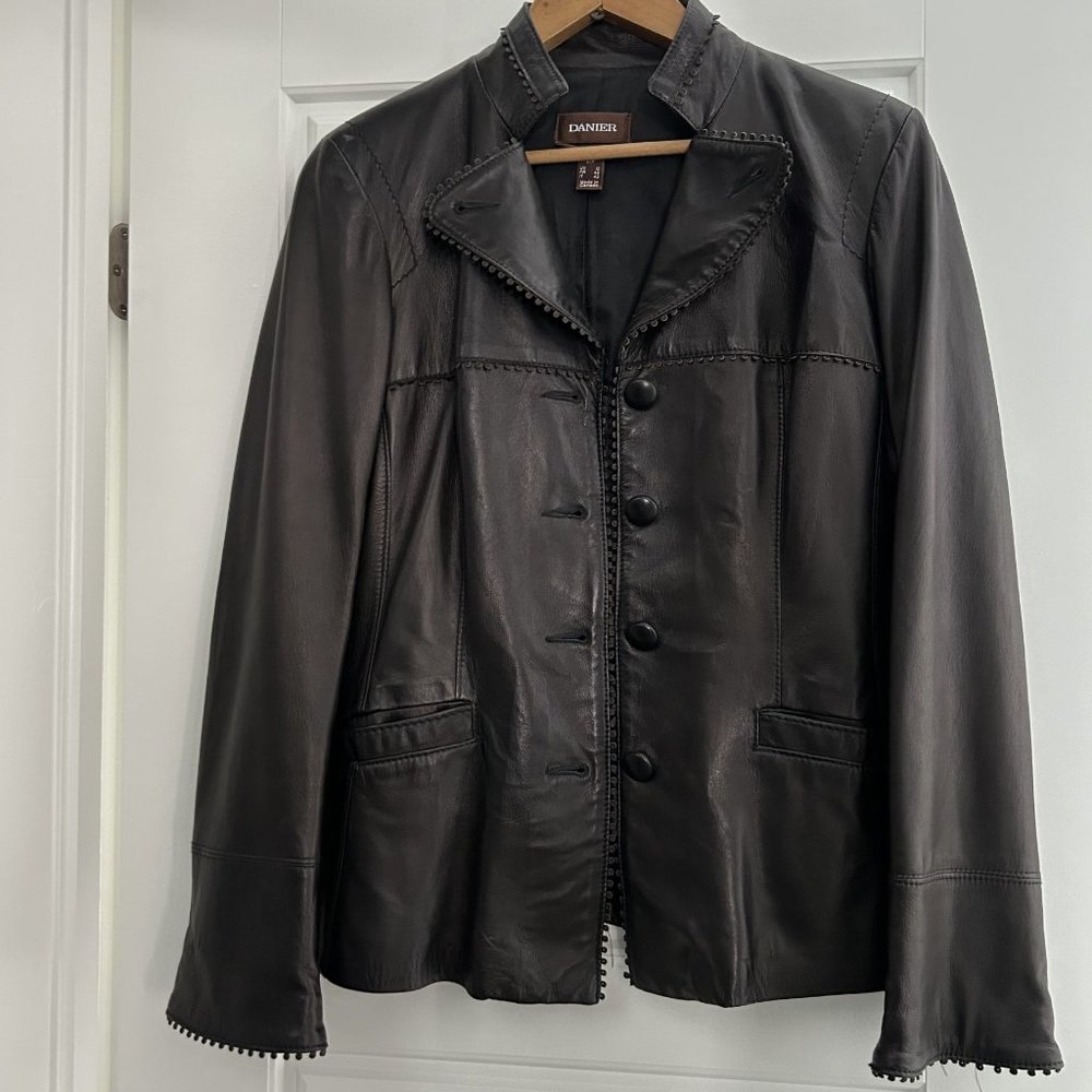 Leather Women's Jacket /Brown Y2K/ Unique Detailing Danier Leather